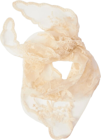 Lindex Scarf With Lace   Cream   ONE SIZE