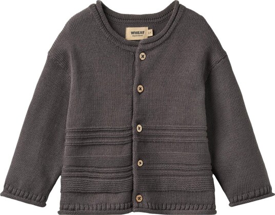 Wheat Cardigan Strikk Gunnar Dark Trekull Wheat 2 år (92) Cardigan Grå