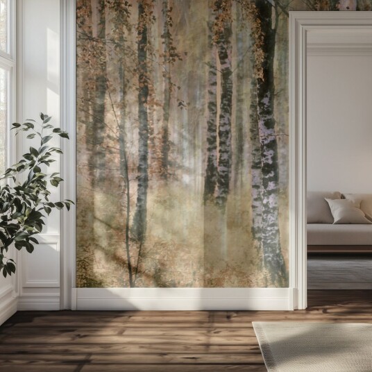 Tapet – Bjørkeskoglys Tapet – Bjørkeskoglys