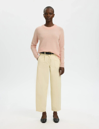 Selected Slflulu Ls Knit O-Neck Noos - Pink - XL