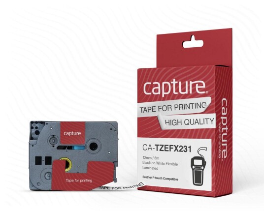 CAPTURE 12mm x 8m Black on White