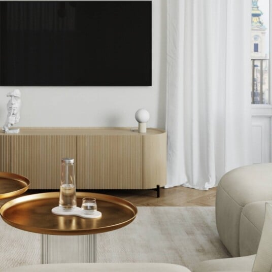 Bordlampe ORBI SOLLUX LIGHTING Krem / amber Stue / spisestue Aluminium