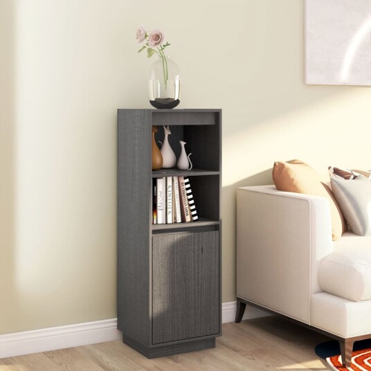 vidaXL Highboard grå 37x34x110 cm heltre furu