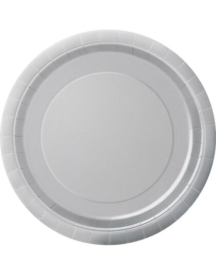 Unique 16 stk Sølvfargede Papptallerkener 22 cm 33448