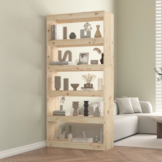 vidaXL Bokhylle/romdeler 80x30x167,4 cm heltre furu