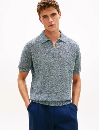Tommy Hilfiger Dc Spread Collar Mouline  Polo Blue XXL