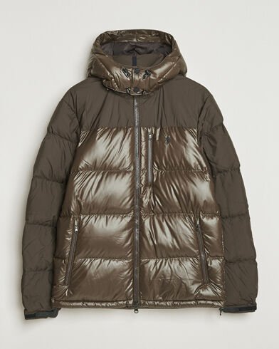 Ralph Lauren Polo Gorham Mixed Glossy Down Jacket Antique Brown