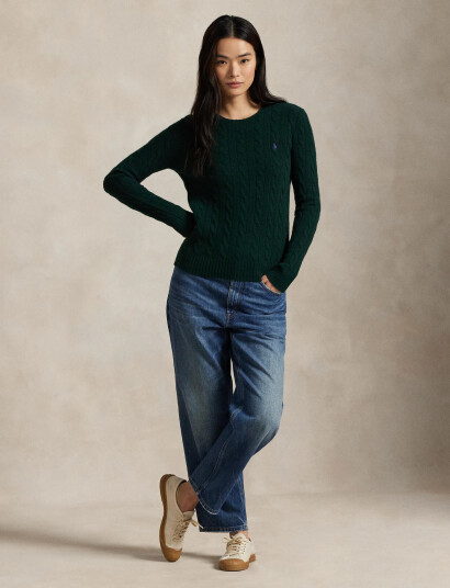 Polo Ralph Lauren Cable Wool-Cashmere Crewneck Sweater - Green - L