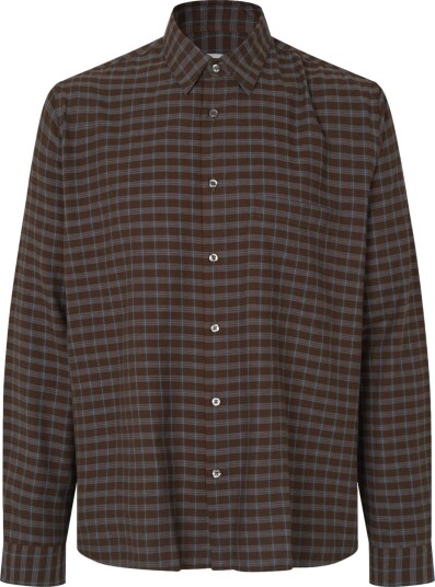Garment Project Relaxed Ls Shirt   Brown Check   BROWN   M