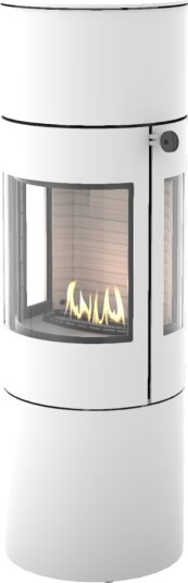 Viva L 140 hvit frittstående biopeis med sideglass og ståldør Viva L 140 hvit frittstående biopeis med sideglass og ståldør