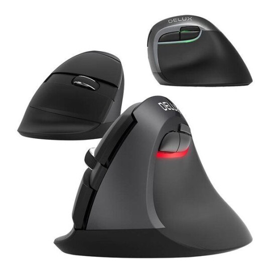DeLUX Wireless Vertical Mouse Delux M618Mini DB BT+2.4G 2400DPI (black) - Vertical mouse - Optical / gyroscopic - 6 - Svart DeLUX Wireless Vertical Mouse Delux M618Mini DB BT+2.4G 2400DPI (black) - Vertical mouse - Optical / gyroscopic - 6 - Svart