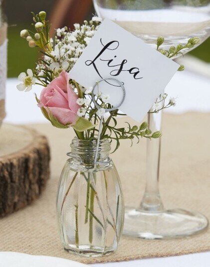 4 stk. Mini Vase Kortholdere Rustic Country