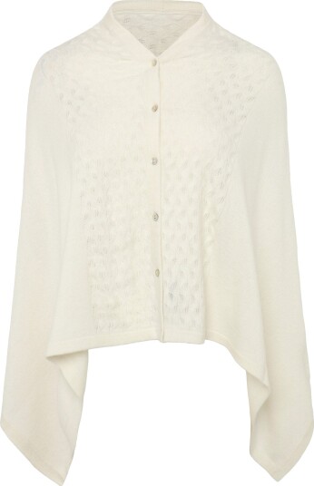 Rosemunde Rwlaica Cashmere Pointelle Poncho   Cream   ONE SIZE