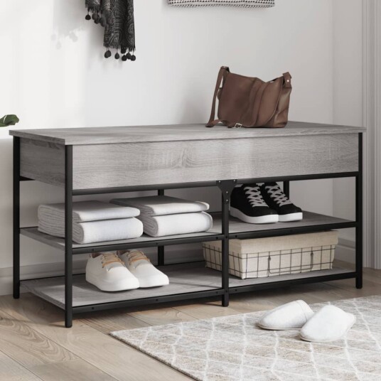 Skobenk grå sonoma 100x42,5x50 cm konstruert tre 8721012340879 Skobenk grå sonoma 100x42,5x50 cm konstruert tre 8721012340879