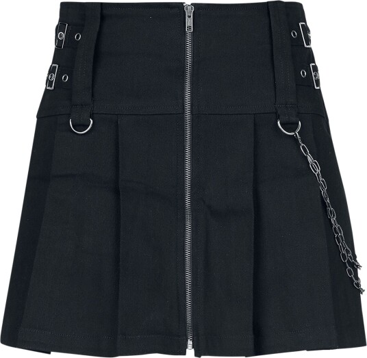 Gothicana by EMP Goth Kort skjørt Plisset skjørt med glidelås og kjeder S til XL Damer svart