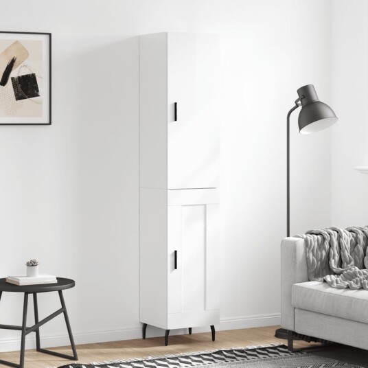 vidaXL Highboard høyglans hvit 34,5x34x180 cm konstruert tre 8720845485450