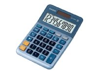 Casio MS-100EM - Skrivebordskalkulator - 10 sifre - solpanel, batteri - blå