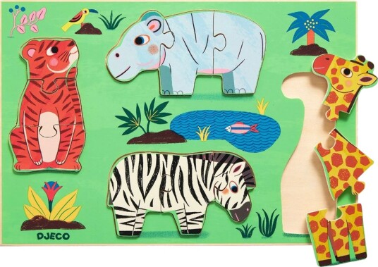 Djeco Puslespill Tre 12 Brikker Coucou Tigers Djeco OneSize Puslespill