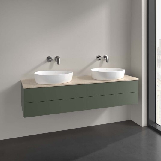 Villeroy & Boch Antao Servantskap med 4 skuffer 160x50x36 cm u/lys Grønn Matt/Crème