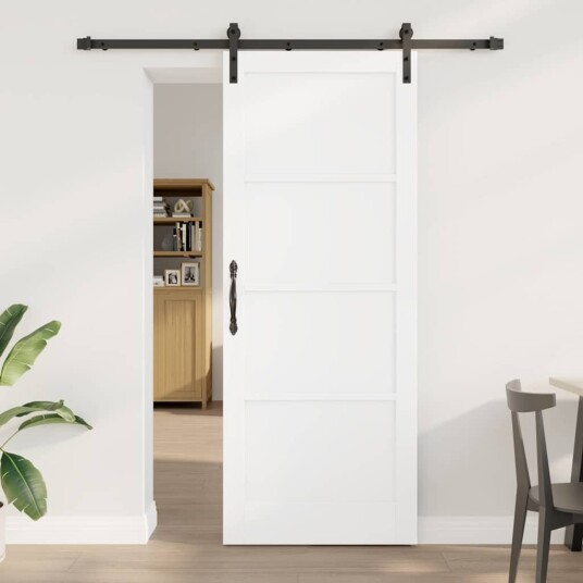 vidaXL Skyvedør med Skinnesett Hvit 83x211 cm Solid Furu