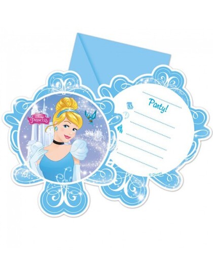6 stk Invitasjoner Askepott Disney Princess