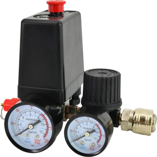 AWTools Trykkbryter For Kompressor Med Manometer 230 v 1 Innløp 1/4" AWTools Trykkbryter For Kompressor Med Manometer 230 v 1 Innløp 1/4"