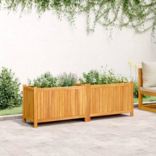 Plantekasse med foring 153x38,5x50 cm helte akasie Plantekasse med foring 153x38,5x50 cm helte akasie