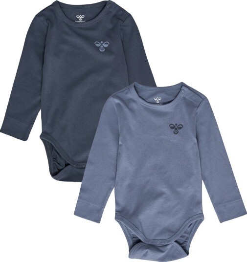 Hummel Body I/e   hmlMini   2 pack   Ombre Blue/Flint Stone   Hummel   1 år (80)   Langermet Body Blå Marineblå