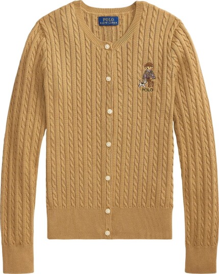 Ralph Lauren Kids Polo Bear Mini Cable Cotton Cardigan Beige XL