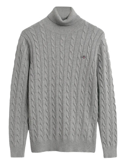 GANT Cotton Cable Turtle Neck - Grey - XXL
