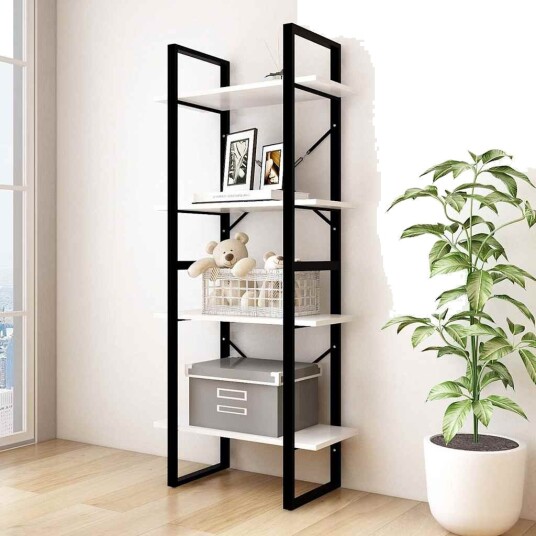 vidaXL Bokhylle 4 niv?er hvit 60x30x140 cm heltre furu