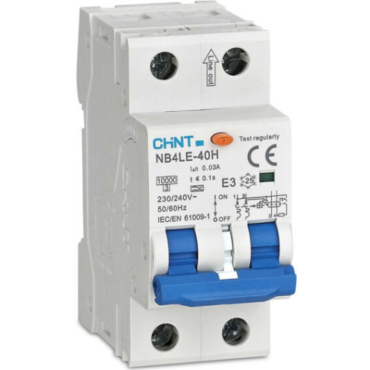 Chint Jordfeilautomat elektronisk 2pol 32A C-kar Type A 30mA 10kA - 1604549