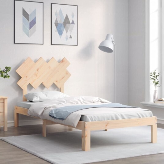 vidaXL Sengeramme med hodegavl 90x200 cm heltre