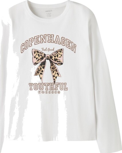 Name It Genser NkfVeen Bright White/Leo Bow Name It 6 år (116) Genser Hvit