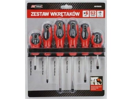 Awtools Set Of Screwdrivers On The S2 Hanger, 6 Pcs. (Aw36806)