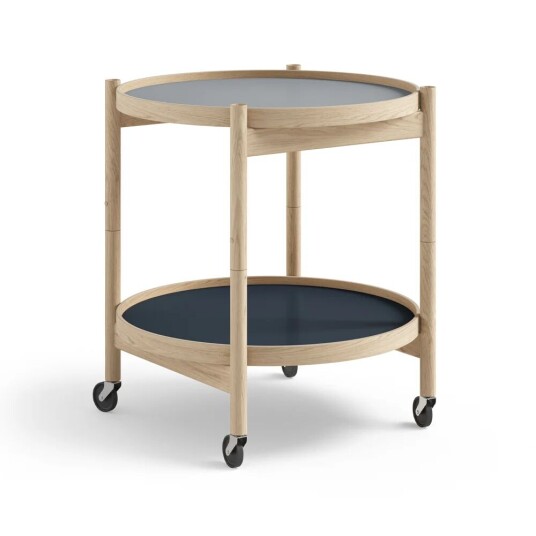 Brdr. Krüger Bølling Tray Table model 50 rullebord water, ubehandlet eikestativ