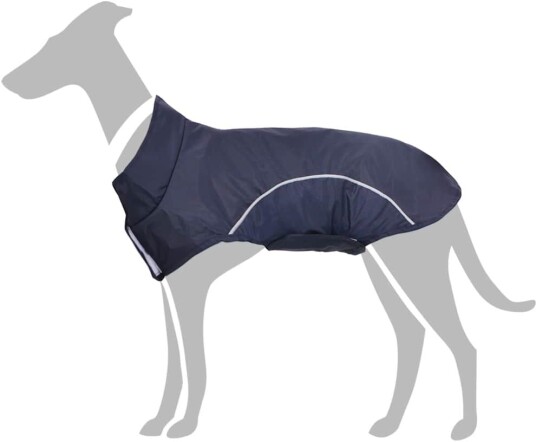 vidaXL Hunde regnfrakk med refleksstrimler polyester marineblå 4XL