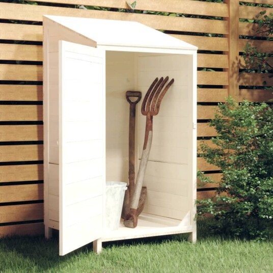 vidaXL Hageskur hvit 55x52x112 cm heltre gran