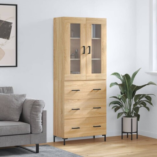 vidaXL Highboard sonoma eik 69,5x34x180 cm konstruert tre 8720845478261