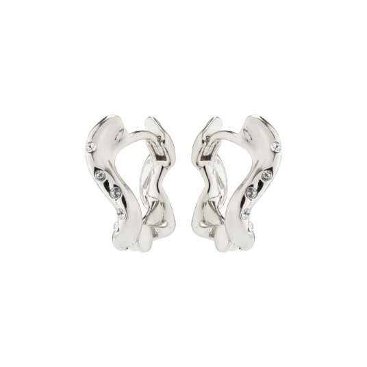 Pilgrim EVRA organisk formede krystall hoops sølvbelagt