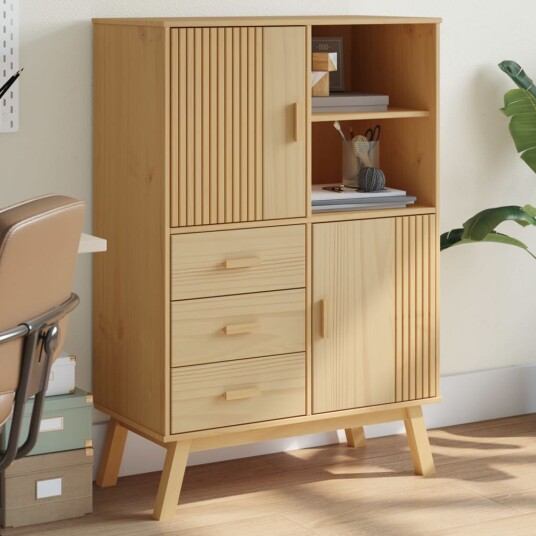 Highboard OLDEN brun 85x43x125 cm heltre furu 8721012133860 Highboard OLDEN brun 85x43x125 cm heltre furu 8721012133860