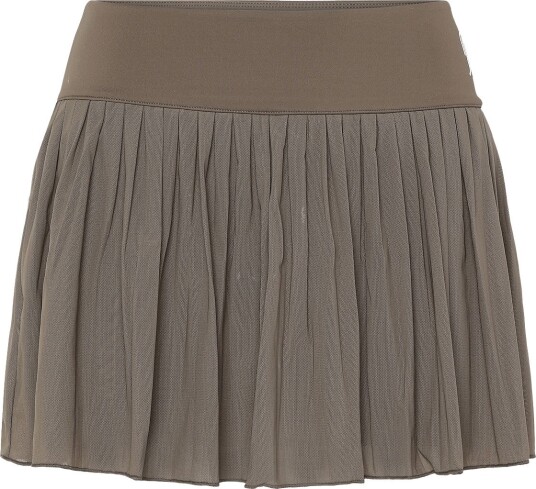 RS Sports Women"s Court Pleated Skirt   Mesh (Brown/White,M,St)   BROWN/WHITE   L