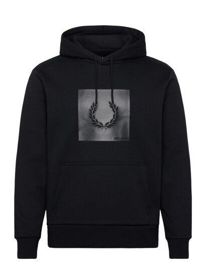 Fred Perry Box Graphic Hooded Sweatsh Black L Fred Perry Box Graphic Hooded Sweatsh Black L