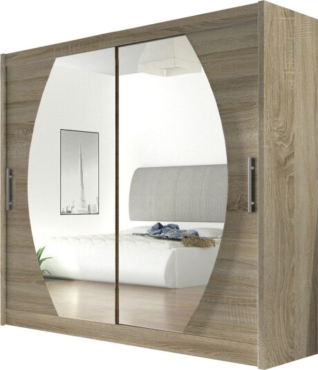 Prag Garderobe Skyvedører Rundtt Speil Eik Prag Garderobe Skyvedører Rundtt Speil Eik