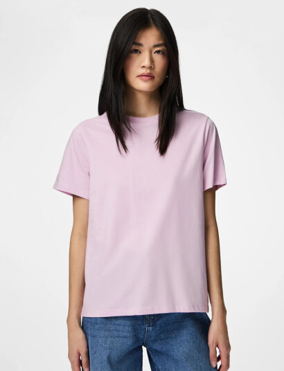 Pieces Pcria Ss Solid Tee Jrs Noos Bc Pink M