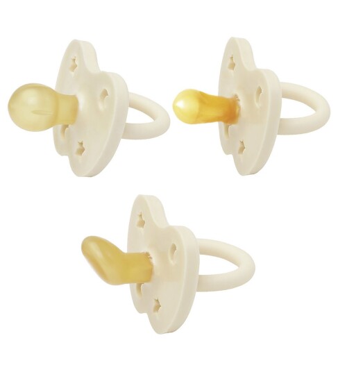 HEVEA Trial Trio-Pack Natural Rubber Pacifiers - Three Teat Mix For Newborn 0+ Months - Cream - 0 month HEVEA Trial Trio-Pack Natural Rubber Pacifiers - Three Teat Mix For Newborn 0+ Months - Cream - 0 month