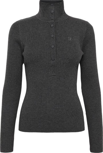 Dante6 Dante6 Lisai Rib Knitted Polo Sweater   GRANITE GREY MÉLANGE   XL