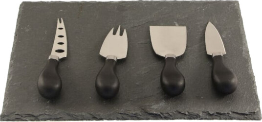 Øyo Cheese Set 4 Knifes And Slate OneSize, Black/Steel Øyo Cheese Set 4 Knifes And Slate OneSize, Black/Steel