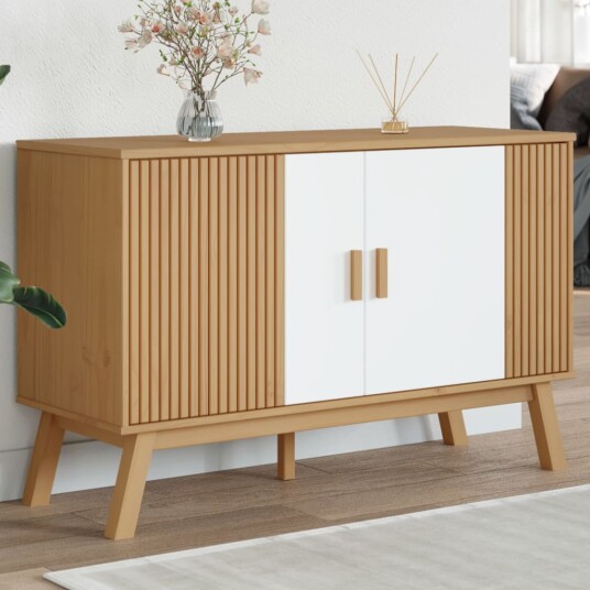 Skjenk OLDEN hvit og brun 114x43x73,5 cm heltre furu 8721012133822