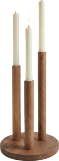 NORDEN lysestake i tre med 3 batterilys
